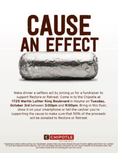 Chipotle Fundraiser for ROR on Tuesday, October 3